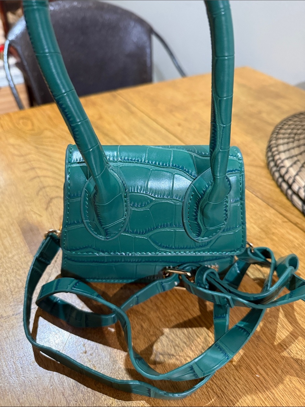 Green Croc-Embossed Mini Satchel Bag - Women